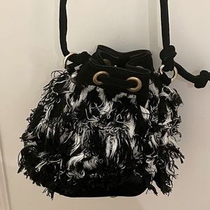 NWOT Handmade Black and White Shoulder Bag with Adjustable Straps